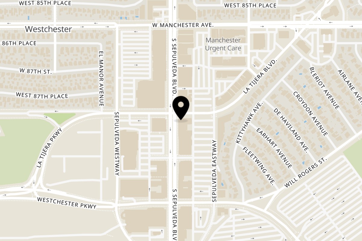 Map showing the location of Mono Poke on 8800 S Sepulveda Blvd #3 in Los Angeles